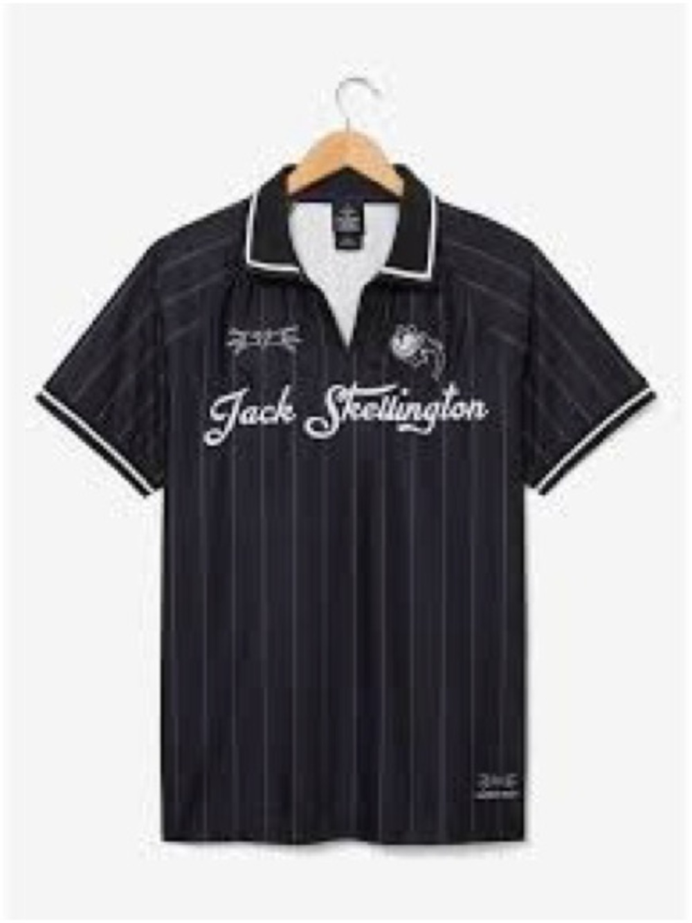 Jack Skellington Black Pinstripe Polo - Short Sleeve Casual Shirt